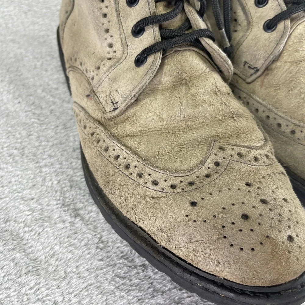 Allen Edmonds Boots Men 11.5 Gray Long Branch Wingtip Distressed Suede Lace Up